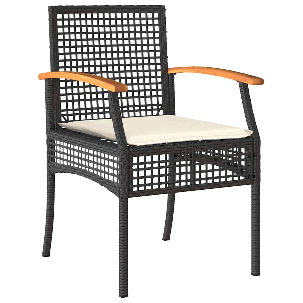 vidaXL 9 Piece Garden Dining Set with Cushions Black Poly Rattan 3