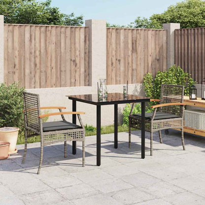 vidaXL 5 Piece Garden Dining Set with Cushions Poly Rattan Grey
