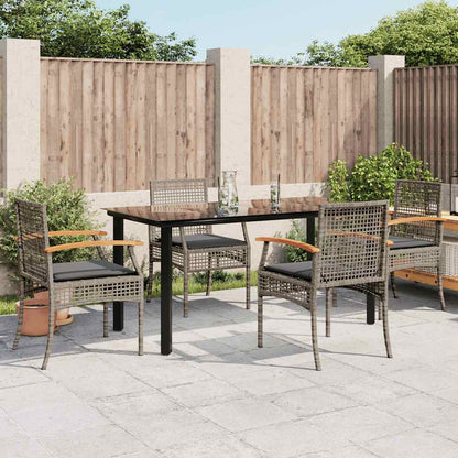 vidaXL 5 Piece Garden Dining Set with Cushions Poly Rattan Grey