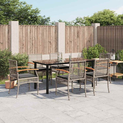 vidaXL 5 Piece Garden Dining Set with Cushions Poly Rattan Grey