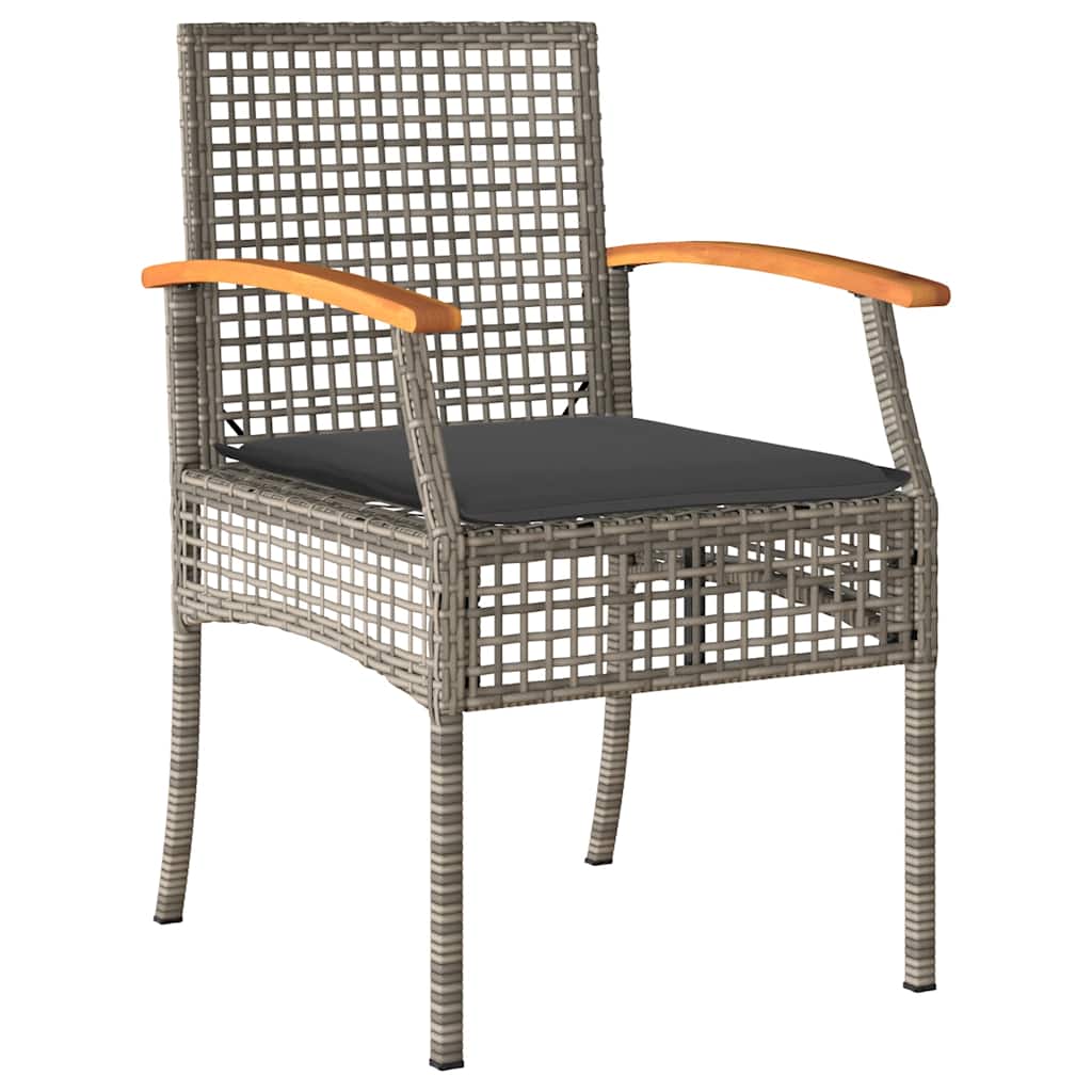 vidaXL 7 Piece Garden Dining Set with Cushions Grey Poly Rattan 3