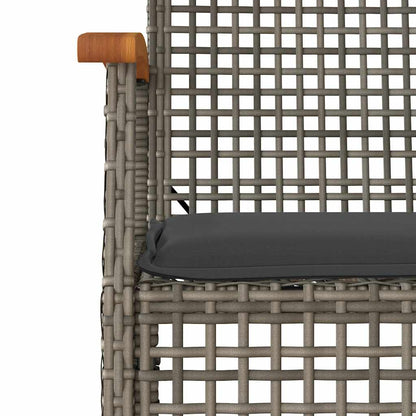 vidaXL 7 Piece Garden Dining Set with Cushions Grey Poly Rattan 5