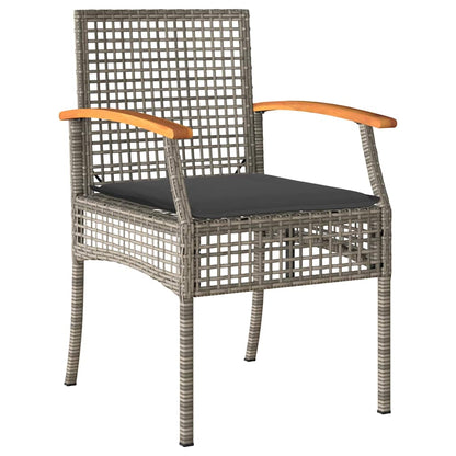 vidaXL 9 Piece Garden Dining Set with Cushions Grey Poly Rattan 3