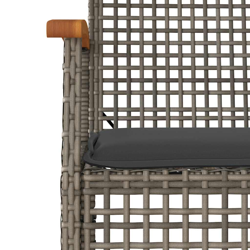 vidaXL 9 Piece Garden Dining Set with Cushions Grey Poly Rattan 5