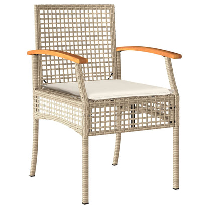vidaXL 7 Piece Garden Dining Set with Cushions Beige Poly Rattan 3