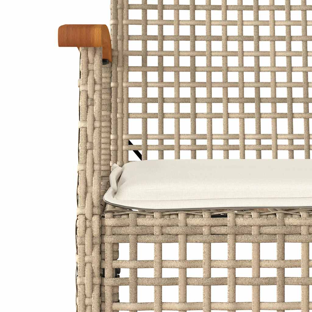 vidaXL 7 Piece Garden Dining Set with Cushions Beige Poly Rattan 5