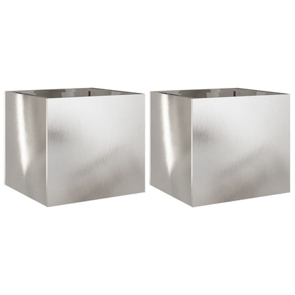 Garden Planter Silver 2 pcs Stainless Steel Depth 30 cm 32 cm 29 cm