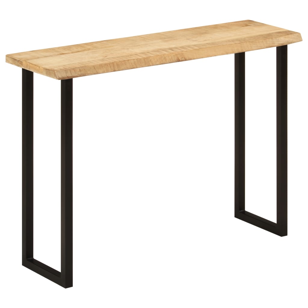 Console Table with Live Edge 105x33x76 cm Solid Wood Mango Black U shape