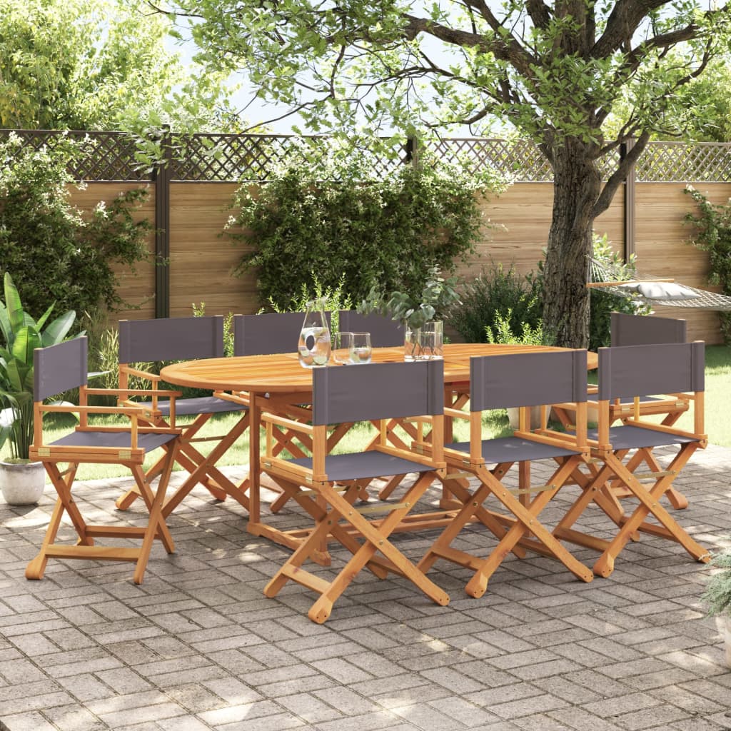 vidaXL 8 Piece Folding Chairs Dark Grey Fabric 1