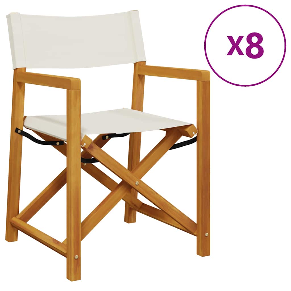 vidaXL 8 Piece Folding Chairs Cream White Fabric 2