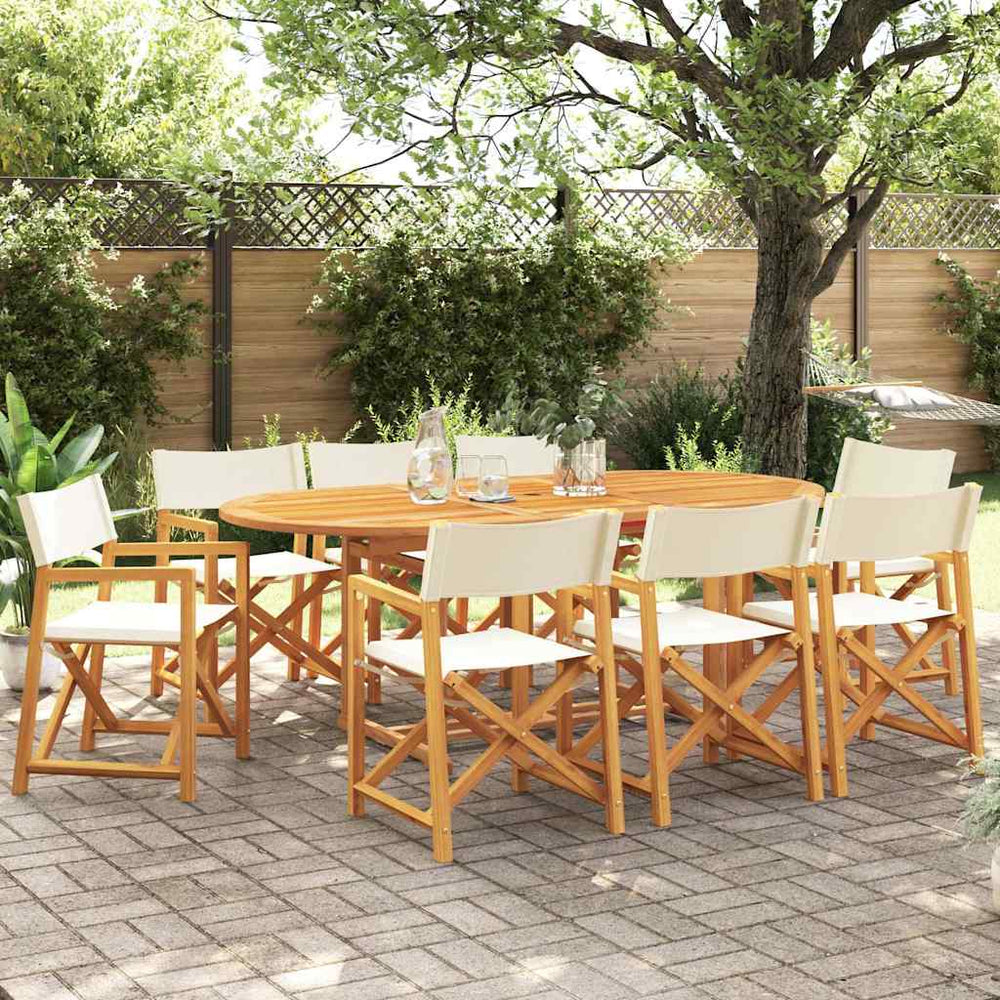 vidaXL 8 Piece Folding Chairs Cream White Fabric