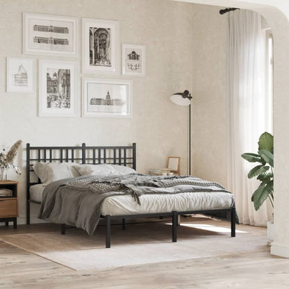 Metal Bed Frame without Mattress with Headboard Black 120 cm 190 cm