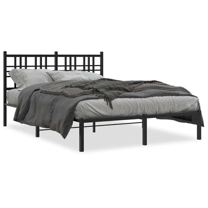 Metal Bed Frame without Mattress with Headboard Black 120 cm 200 cm