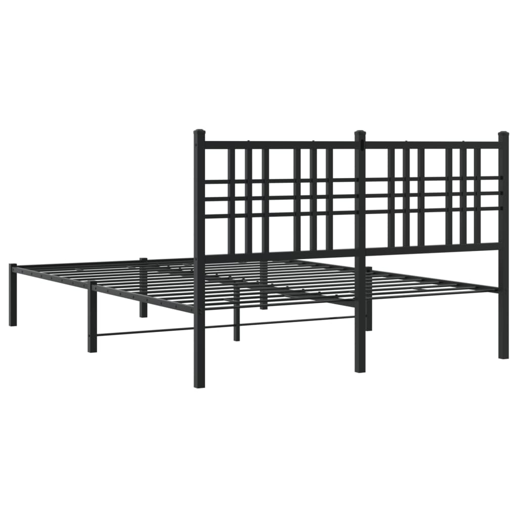 Metal Bed Frame without Mattress with Headboard Black 120 cm 200 cm
