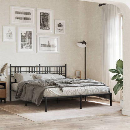 Metal Bed Frame without Mattress with Headboard Black 150 cm 200 cm
