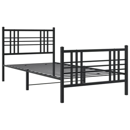 Metal Bed Frame without Mattress with Footboard with Headboard & Footboard Black 90 cm 190 cm