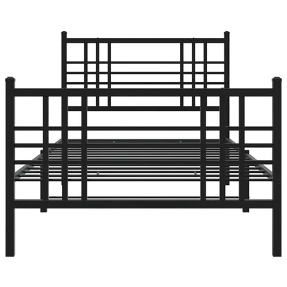 Metal Bed Frame without Mattress with Footboard with Headboard & Footboard Black 90 cm 190 cm