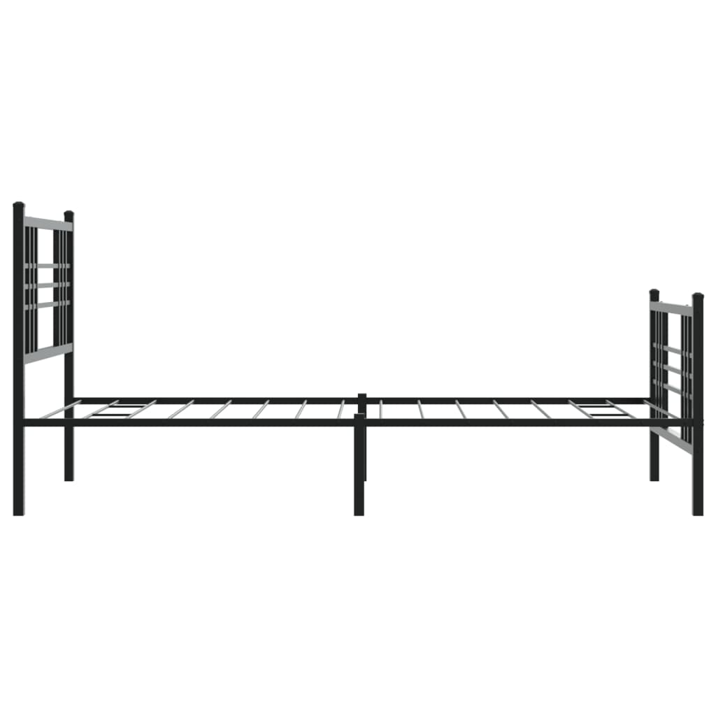 Metal Bed Frame without Mattress with Footboard with Headboard & Footboard Black 90 cm 190 cm