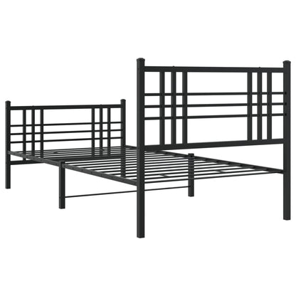 Metal Bed Frame without Mattress with Footboard with Headboard & Footboard Black 90 cm 190 cm
