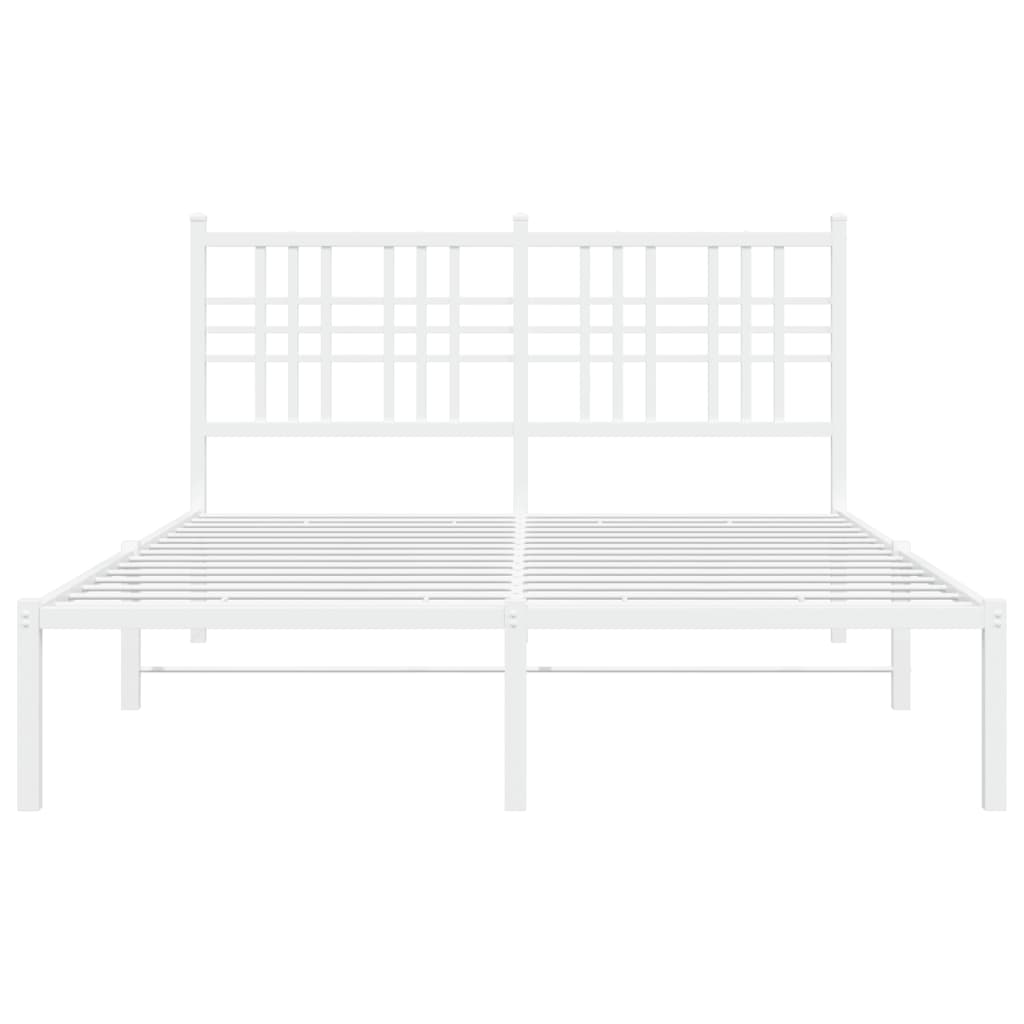 Metal Bed Frame without Mattress with Headboard White 140 cm 200 cm