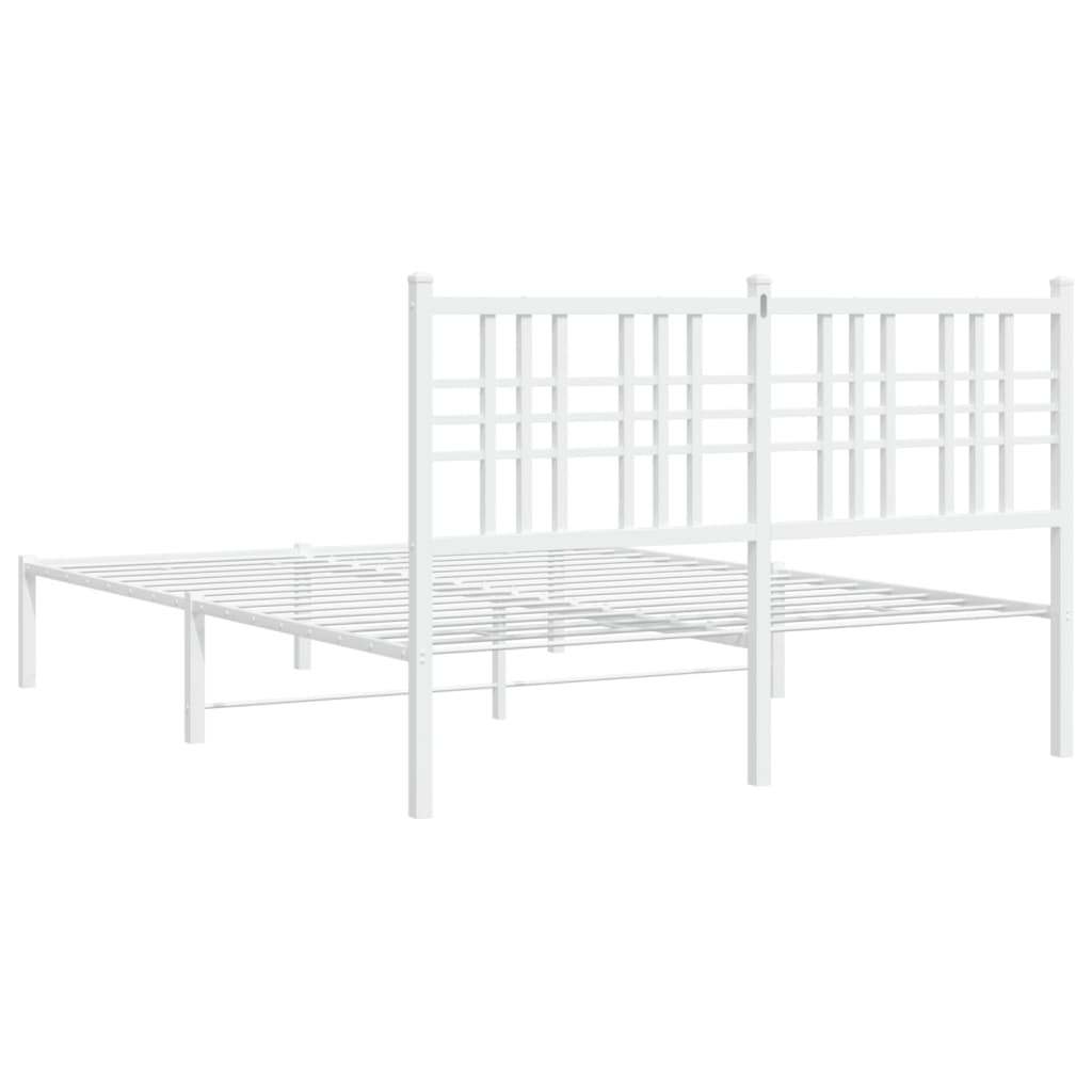 Metal Bed Frame without Mattress with Headboard White 140 cm 200 cm