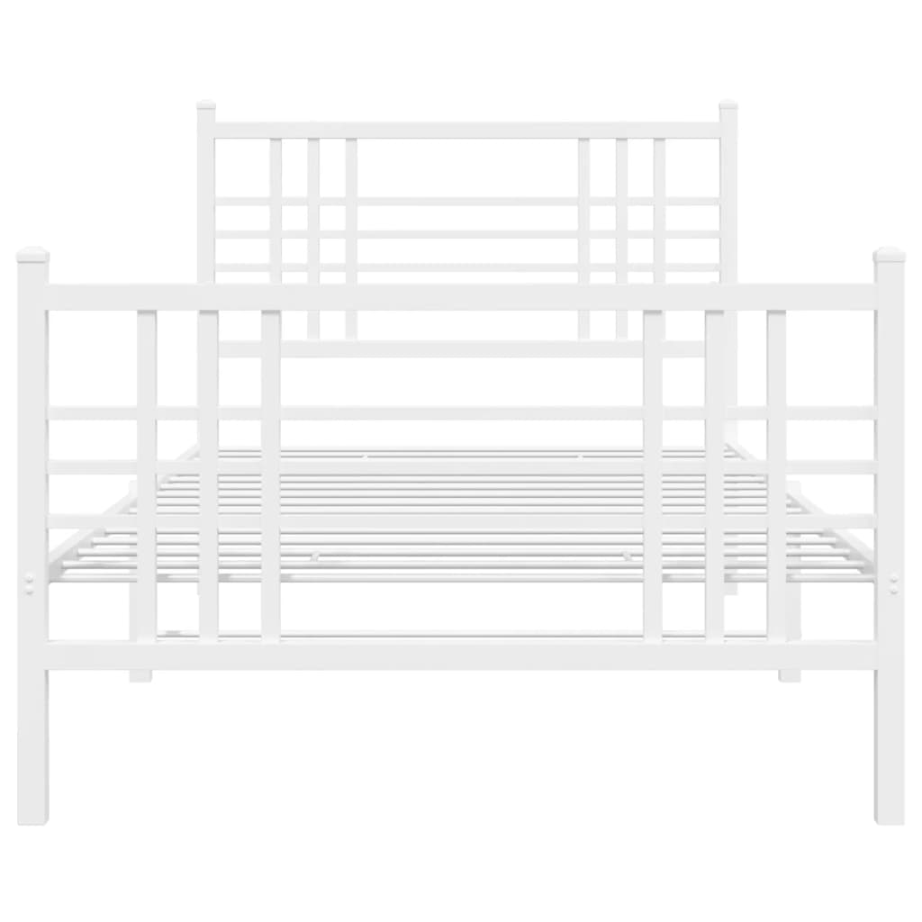 Metal Bed Frame without Mattress with Footboard with Headboard & Footboard White 90 cm 190 cm