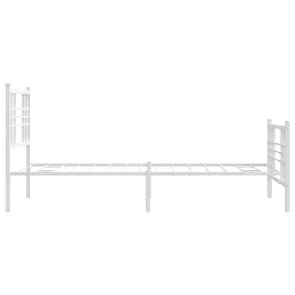 Metal Bed Frame without Mattress with Footboard with Headboard & Footboard White 90 cm 190 cm