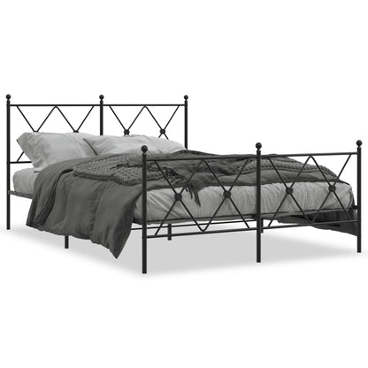Metal Bed Frame without Mattress with Footboard with Headboard & Footboard Black 140 cm 190 cm