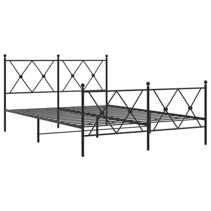 Metal Bed Frame without Mattress with Footboard with Headboard & Footboard Black 140 cm 190 cm
