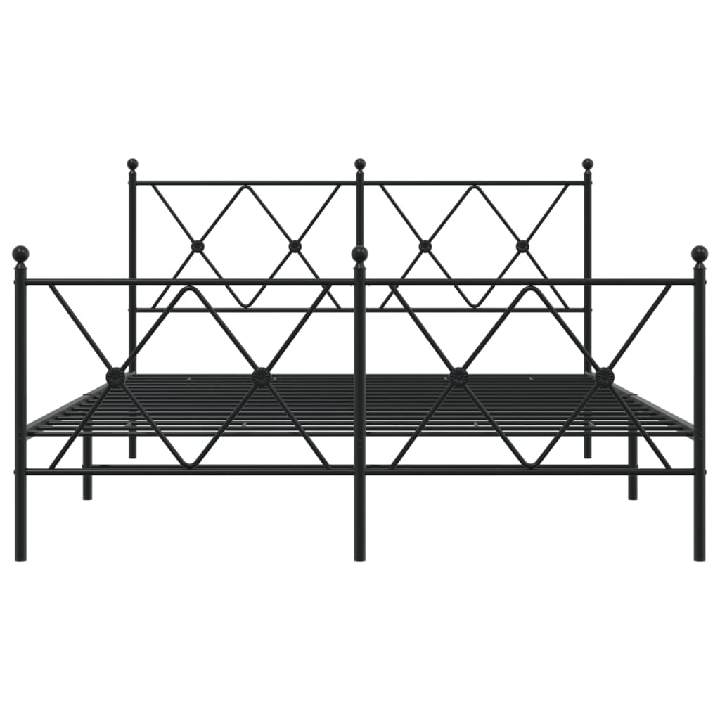 Metal Bed Frame without Mattress with Footboard with Headboard & Footboard Black 140 cm 190 cm