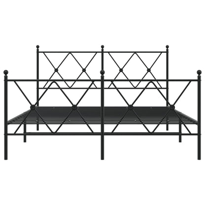 Metal Bed Frame without Mattress with Footboard with Headboard & Footboard Black 140 cm 190 cm