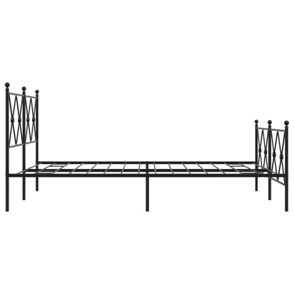Metal Bed Frame without Mattress with Footboard with Headboard & Footboard Black 140 cm 190 cm
