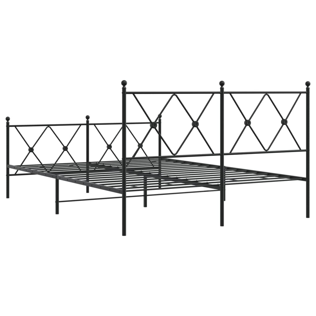 Metal Bed Frame without Mattress with Footboard with Headboard & Footboard Black 140 cm 190 cm