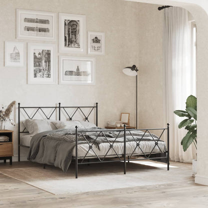 Metal Bed Frame without Mattress with Footboard with Headboard & Footboard Black 140 cm 200 cm