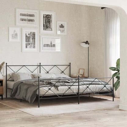 Metal Bed Frame without Mattress with Footboard with Headboard & Footboard Black 193 cm 203 cm