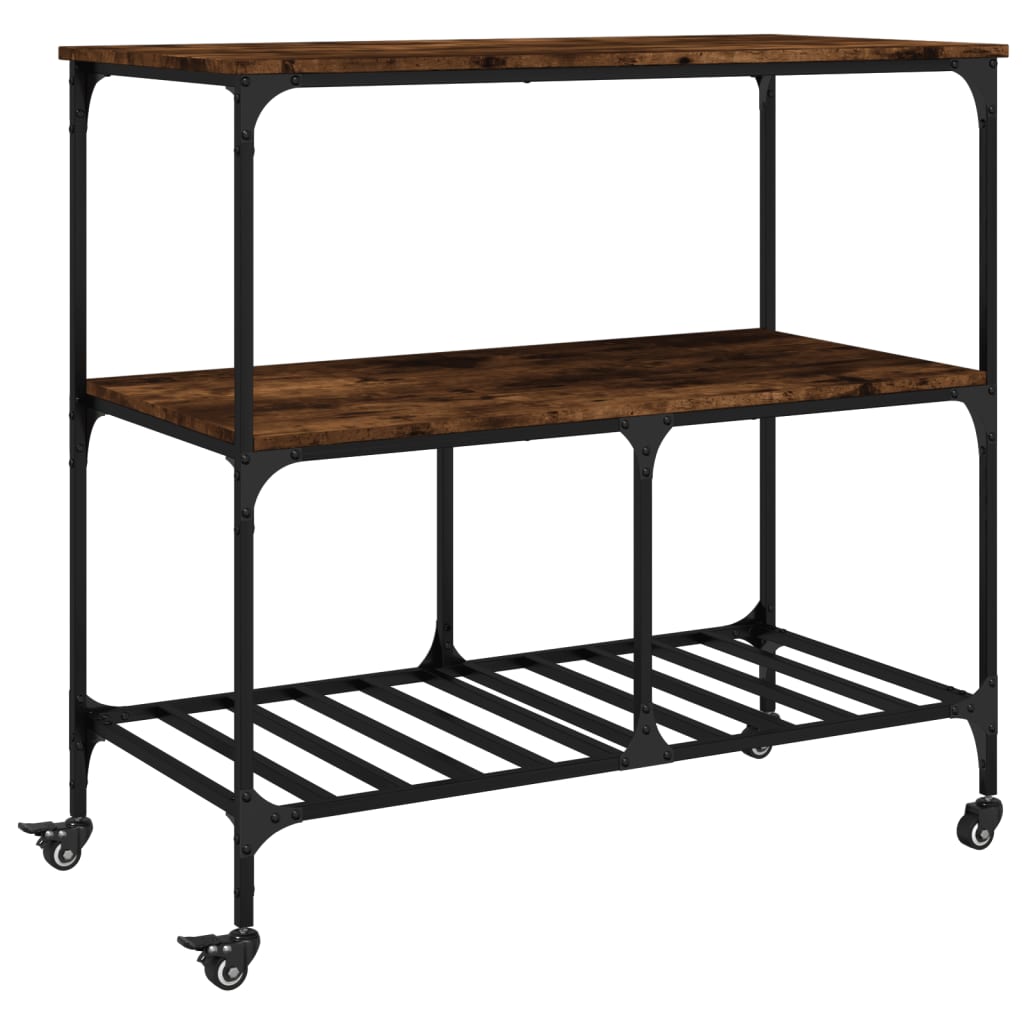 Kitchen Trolley 100x50x95 cm Engineered Wood Smoked Oak