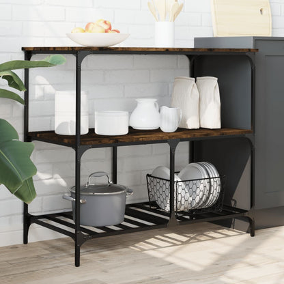 Kitchen Trolley 100x50x95 cm Engineered Wood Smoked Oak