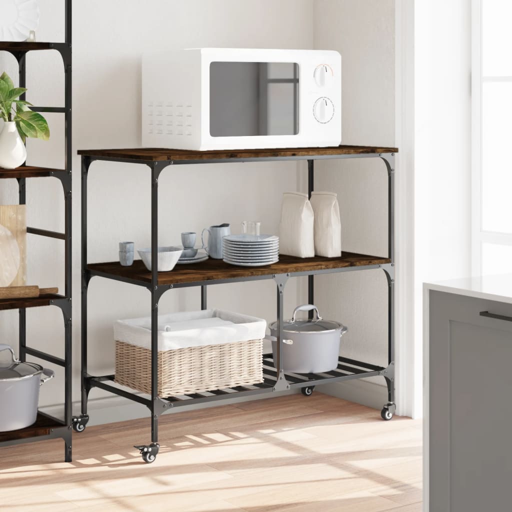 Kitchen Trolley 100x50x95 cm Engineered Wood Smoked Oak
