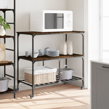 Kitchen Trolley 100x50x95 cm Engineered Wood Smoked Oak