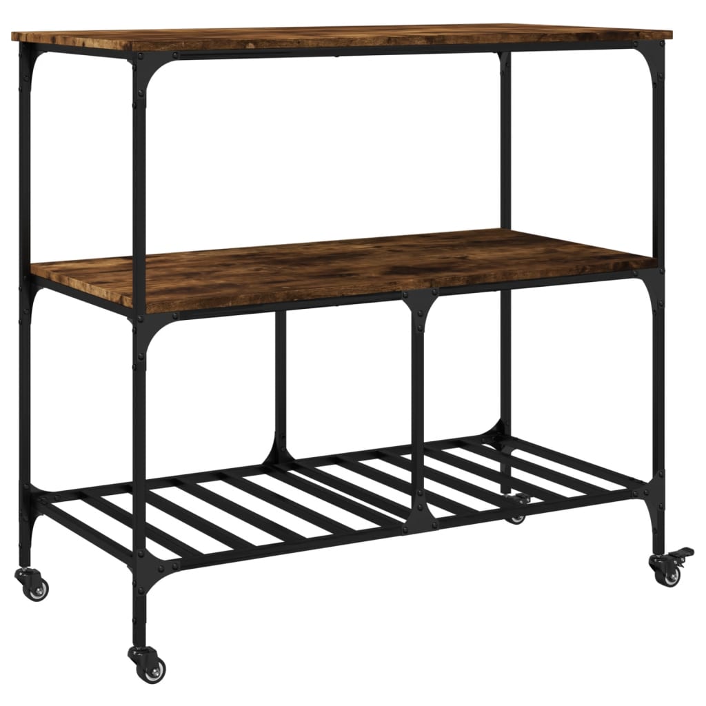 Kitchen Trolley 100x50x95 cm Engineered Wood Smoked Oak