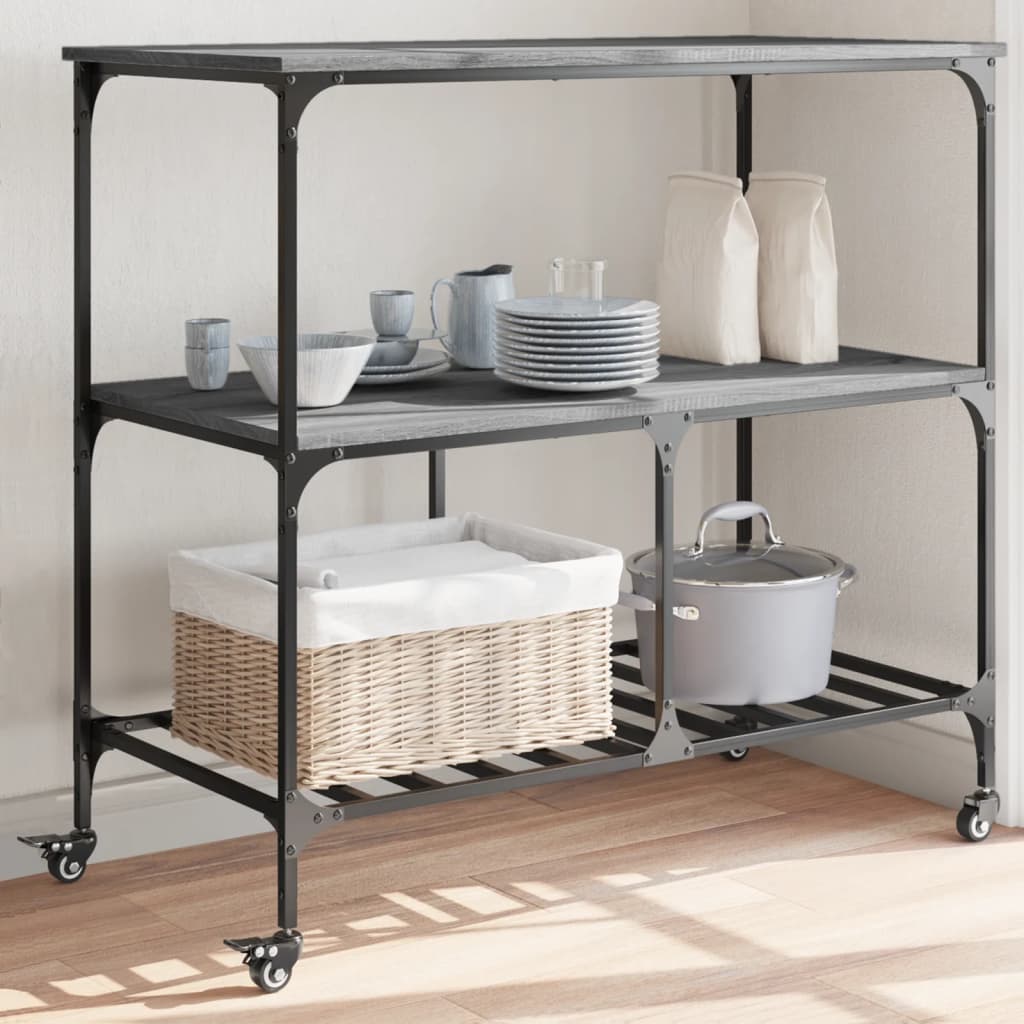 Kitchen Trolley 100x50x95 cm Engineered Wood Grey Sonoma