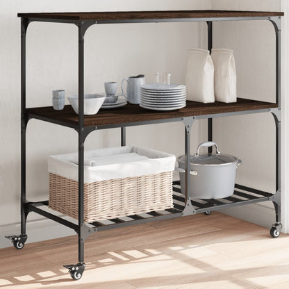 Kitchen Trolley 100x50x95 cm Engineered Wood Brown Oak