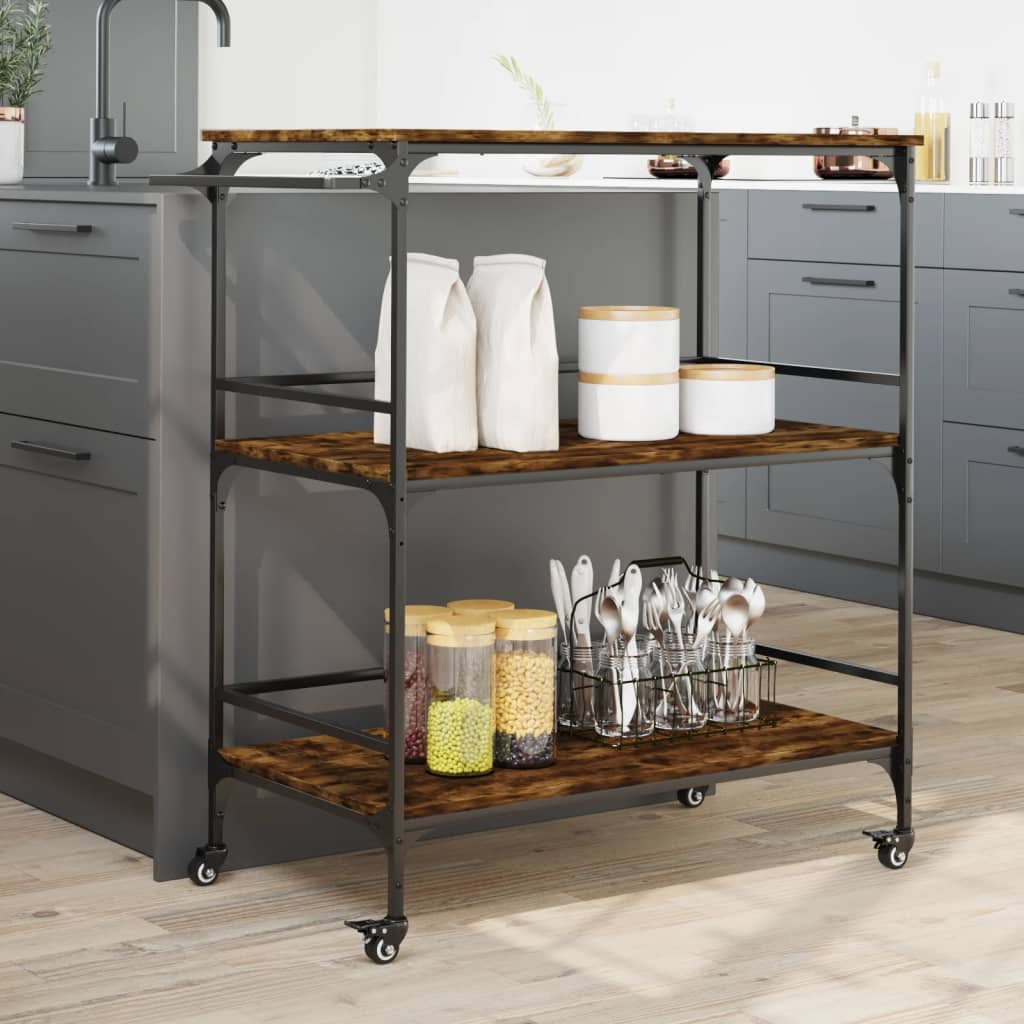 Kitchen Trolley 100,5x50x105 cm Engineered Wood Smoked oak