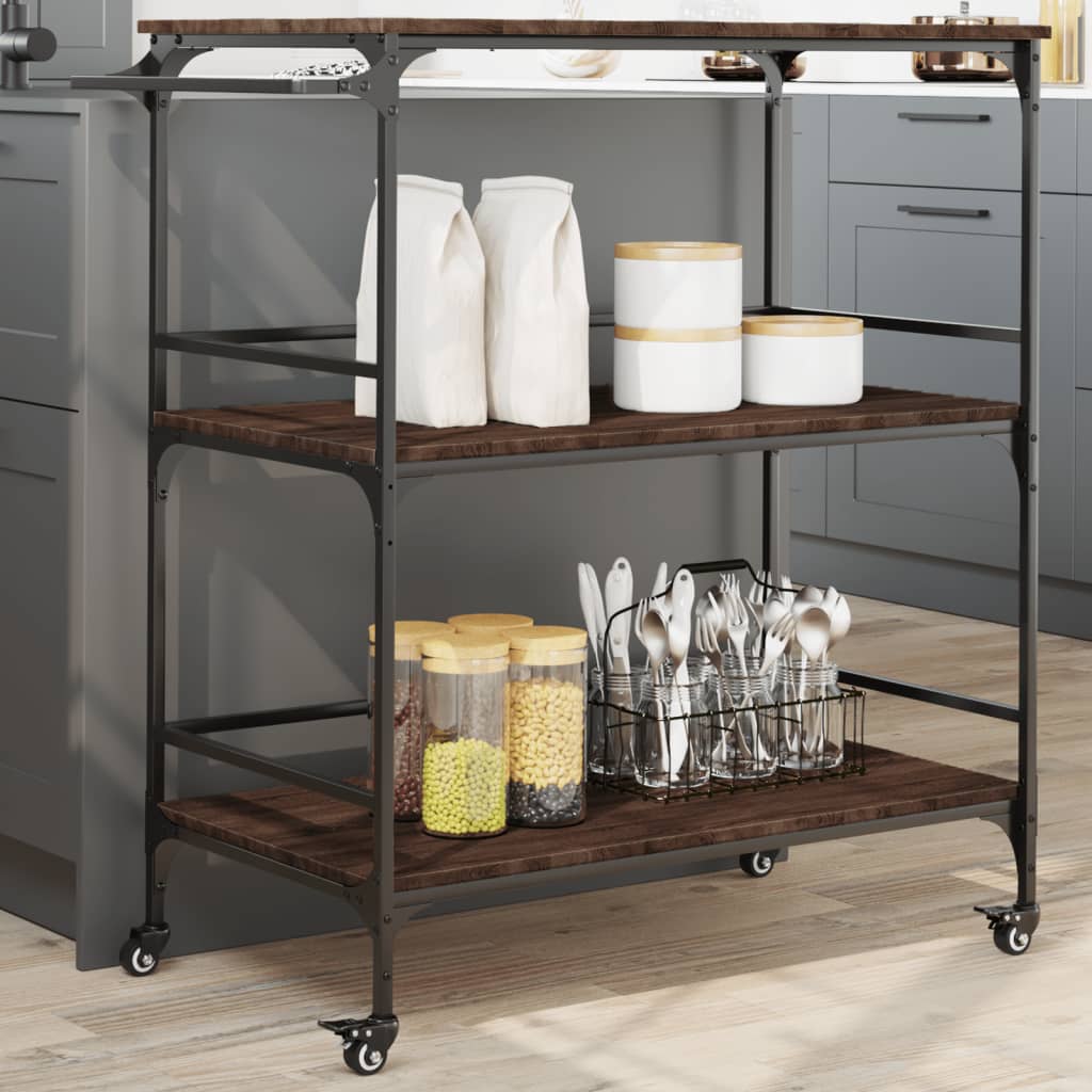 Kitchen Trolley 100,5x50x105 cm Engineered Wood Brown oak
