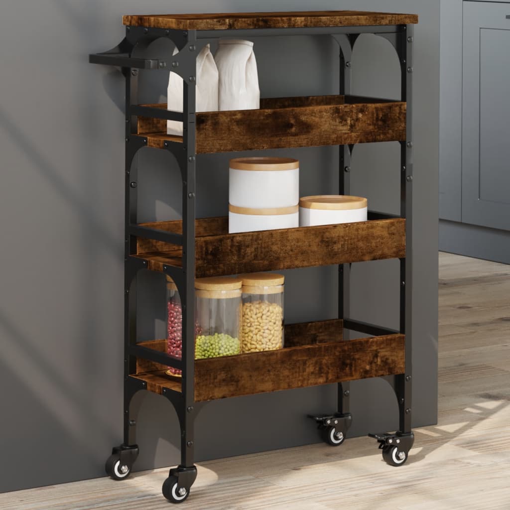 Kitchen Trolley 53x20x76 cm Engineered Wood Smoked oak