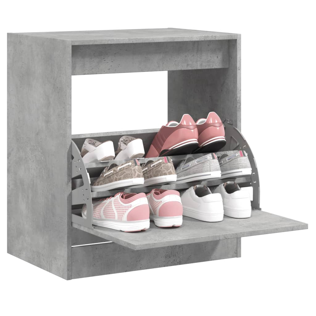 Shoe Cabinet with 2 Flip-Drawers Width 60 cm Depth 42 cm Concrete grey 69 cm