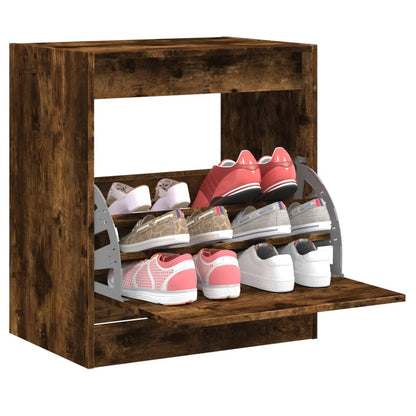 Shoe Cabinet with 2 Flip-Drawers Width 60 cm Depth 42 cm Smoked oak 69 cm