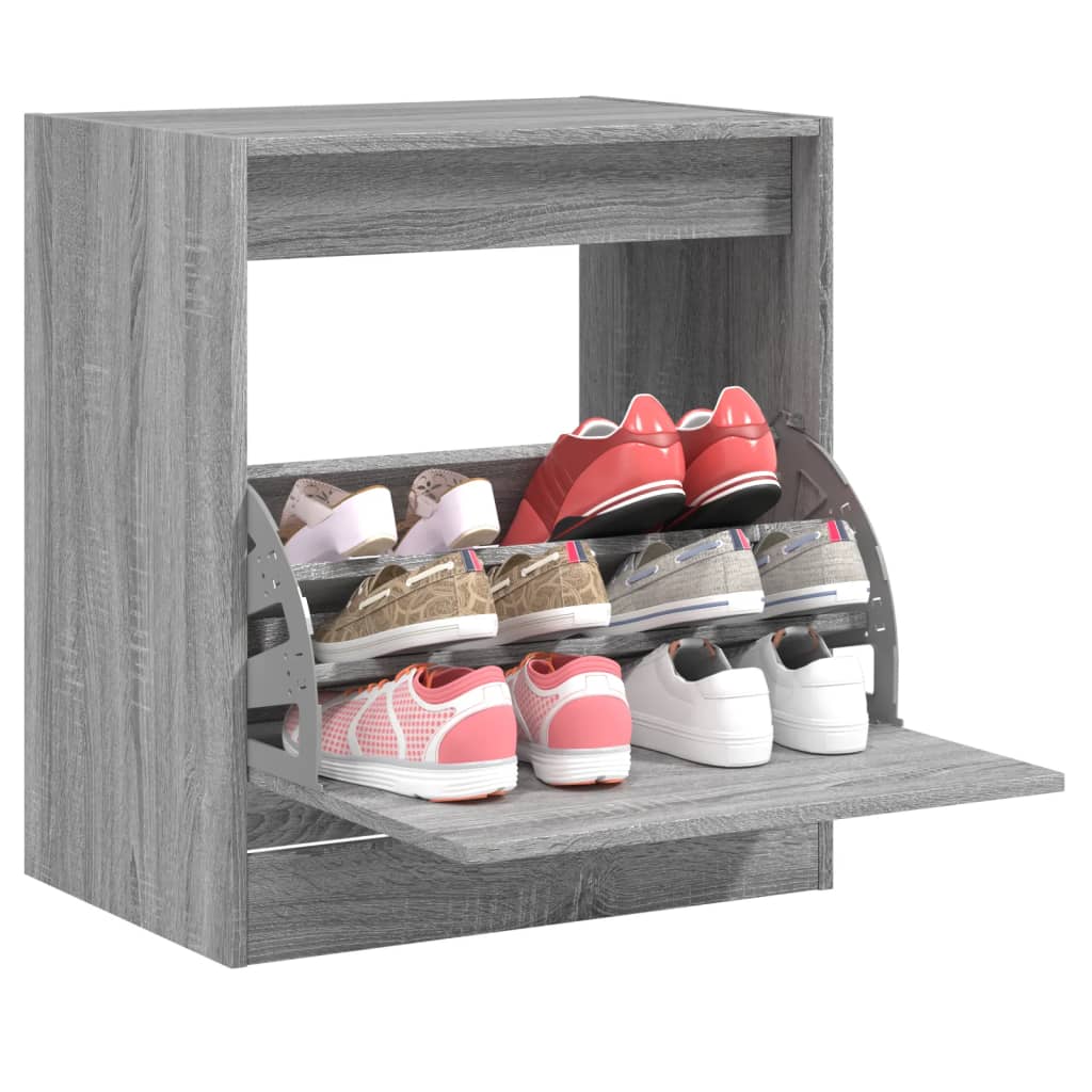 Shoe Cabinet with 2 Flip-Drawers Width 60 cm Depth 42 cm Grey sonoma 69 cm