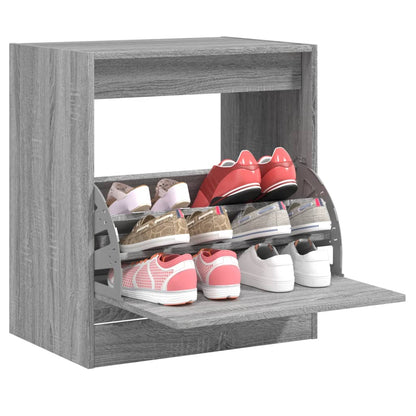 Shoe Cabinet with 2 Flip-Drawers Width 60 cm Depth 42 cm Grey sonoma 69 cm