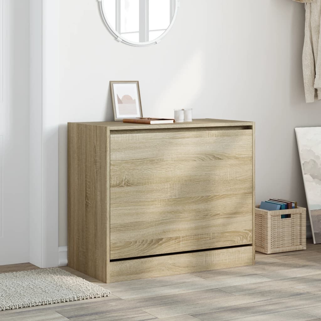Shoe Cabinet with 2 Flip-Drawers Width 80 cm Depth 42 cm Sonoma oak 69 cm